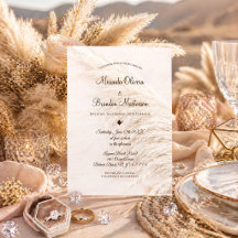 Elegante Bohemische Pampas Grass Hochzeit Einladun