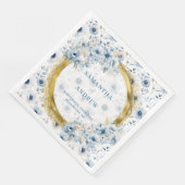 Elegante Bohemische Pastel Blue Gold Glitzer Hochz Serviette (Ecke)