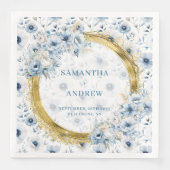 Elegante Bohemische Pastel Blue Gold Glitzer Hochz Serviette (Vorderseite)