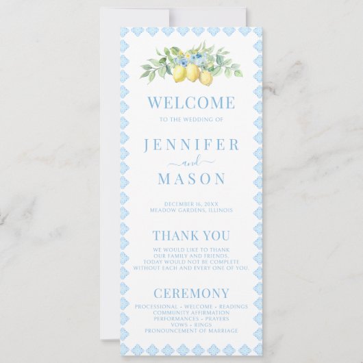 Elegante Bohemische Pastellblumen-Hochzeitsprogram (Vorderseite)