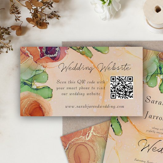 Elegante Bohemische QR Wedding Website Card Visitenkarte