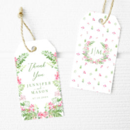 Elegante Bohemische Rosa Blumenhochzeit Vielen Dan Geschenkanhänger