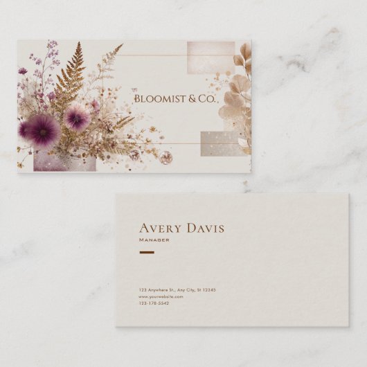 Elegante Bohemische Rose Visitenkarte (Vorne/Hinten)