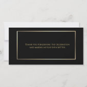 Elegante Bohemische Schwarze Goldmasquerade Vielen Dankeskarte (Rückseite)