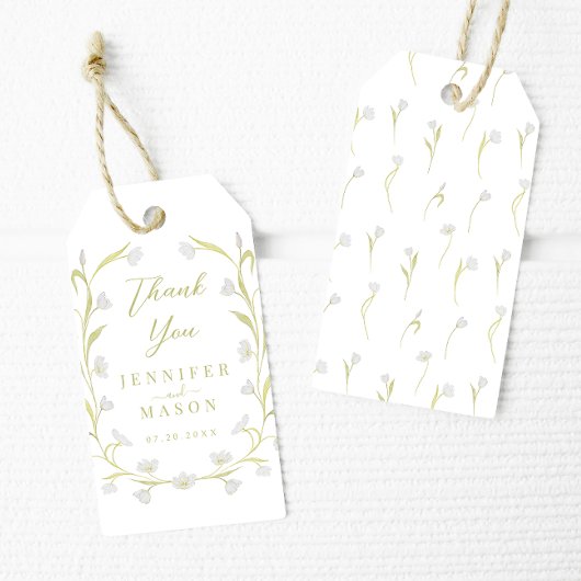 Elegante Bohemische Tulips Blumenhochzeit Danke Geschenkanhänger