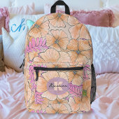 Elegante Bohemische Wasserfarbe Peach Pink Blume Bedruckter Rucksack