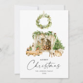 Elegante Bohemische Weihnachtsbaumkomposition Feiertagskarte (Vorderseite)