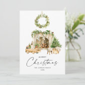 Elegante Bohemische Weihnachtsbaumkomposition Feiertagskarte (Stehend Vorderseite)