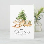 Elegante Bohemische Weihnachtsbaumkomposition Feiertagskarte (Stehend Vorderseite)