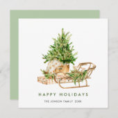 Elegante Bohemische Weihnachtsbaumkomposition Feiertagskarte (Vorne/Hinten)