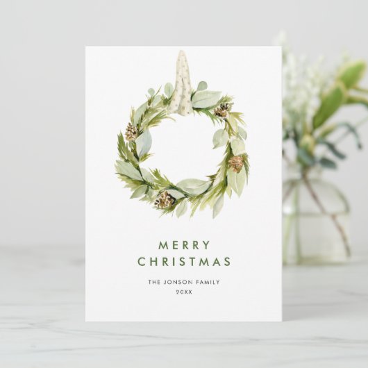 Elegante Bohemische Weihnachtsbaumkomposition Feiertagskarte (Stehend Vorderseite)