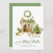 Elegante Bohemische Weihnachtsbaumkomposition Feiertagskarte (Vorne/Hinten)