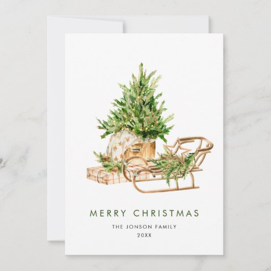 Elegante Bohemische Weihnachtsbaumkomposition Feiertagskarte (Vorderseite)