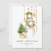 Elegante Bohemische Weihnachtsbaumkomposition Feiertagskarte (Vorderseite)