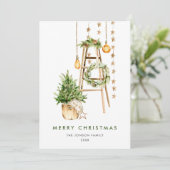 Elegante Bohemische Weihnachtsbaumkomposition Feiertagskarte (Stehend Vorderseite)