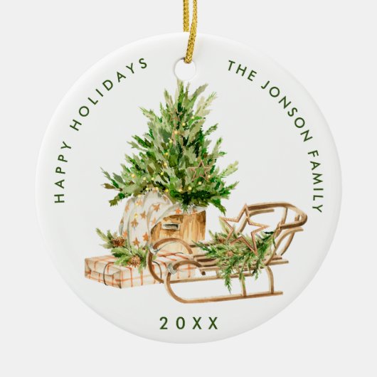 Elegante Bohemische Weihnachtsbaumkomposition Keramik Ornament (Vorne)