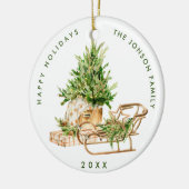 Elegante Bohemische Weihnachtsbaumkomposition Keramik Ornament (Links)