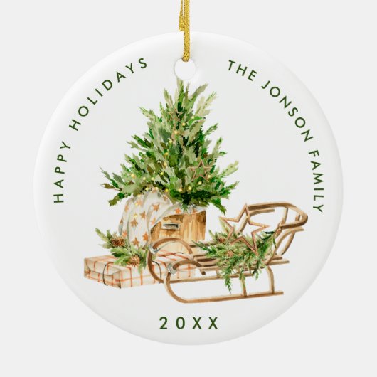 Elegante Bohemische Weihnachtsbaumkomposition Keramik Ornament (Hinten)