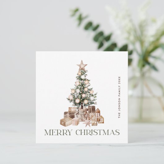 Elegante Bohemische Weihnachtsfeiertage Feiertagskarte (Stehend Vorderseite)