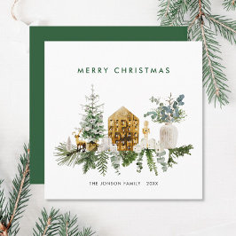 Elegante Bohemische Weihnachtsgrüße Feiertagskarte