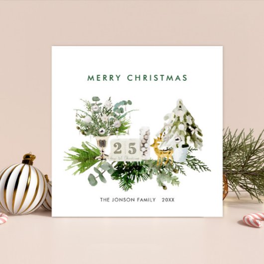 Elegante Bohemische Weihnachtsgrüße Feiertagskarte