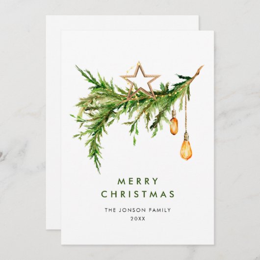 Elegante Bohemische Weihnachtskomposition Feiertagskarte (Vorne/Hinten)