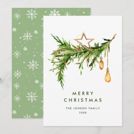Elegante Bohemische Weihnachtskomposition Feiertagskarte (Vorne/Hinten)