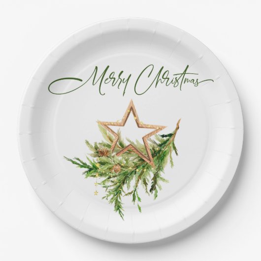 Elegante Bohemische Weihnachtskomposition Pappteller (Vorderseite)