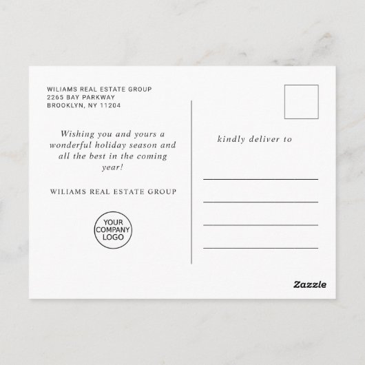 Elegante Bohemische Weihnachtskomposition Postkarte (Rückseite)