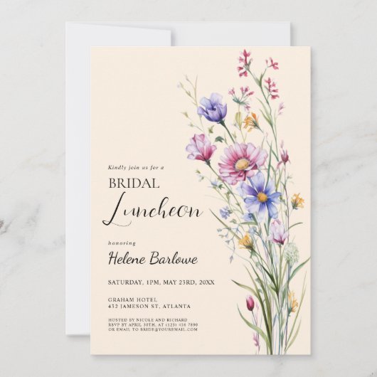 Elegante Bohemische Wildblume Florenz Einladung (Vorderseite)
