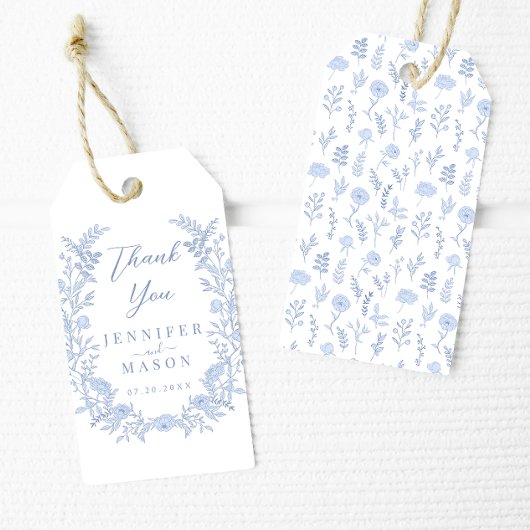 Elegante böhmische Blumenkranz Hochzeit danke Geschenkanhänger