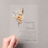 Elegante böhmische Herbsthochzeit-Wildblumen Acryleinladungen (Insitu (Handheld))