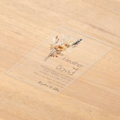 Elegante böhmische Herbsthochzeit-Wildblumen Acryleinladungen (Ablage )