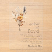 Elegante böhmische Herbsthochzeit-Wildblumen Acryleinladungen (Vorderseite)