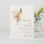 Elegante böhmische Herbsthochzeit-Wildblumen Einladung (Stehend Vorderseite)