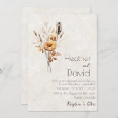 Elegante böhmische Herbsthochzeit-Wildblumen Einladung (Vorne/Hinten)