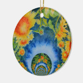 Elegante böhmische Retro-Sonnenblumen Keramikornament (Links)