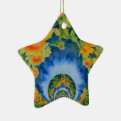 Elegante böhmische Retro-Sonnenblumen Keramikornament (Rechts)