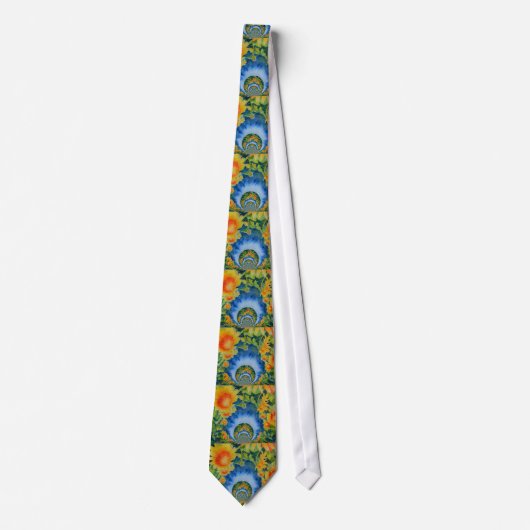Elegante böhmische Retro-Sonnenblumen Krawatte (Vorderseite)