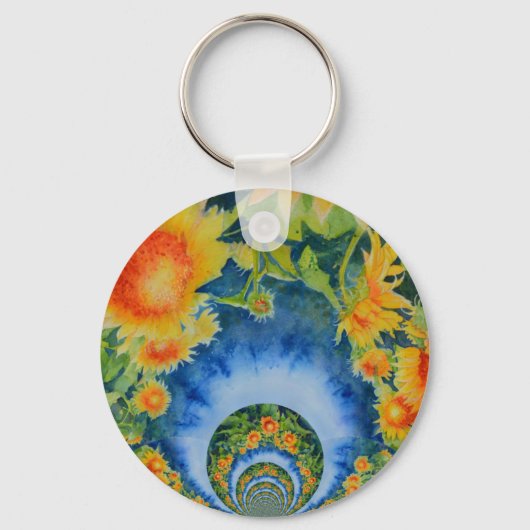 Elegante böhmische Retro-Sonnenblumen Schlüsselanhänger (Vorderseite)