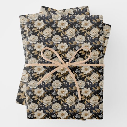 Elegante Boho 3D-Rose-Torfbäume Geschenkpapier Set (Beispiel)