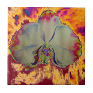 Elegante boho-abstracte Wasserfarben-Orchideenmale Fliese