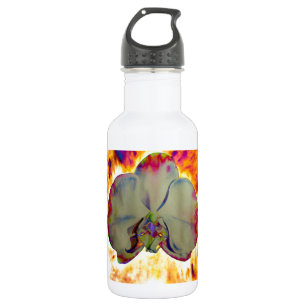 Elegante boho abstrakte Aquarell-Orchideen-Malerei Edelstahlflasche