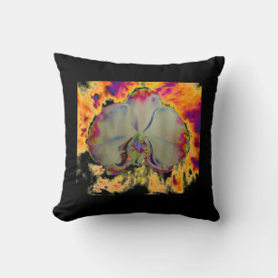 Elegante boho-abstrakte Aquarell-Orchideenmalerei Kissen