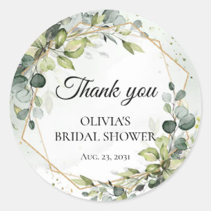 Elegante boho Aquarell-Eukalyptus-Hochzeit Runder Aufkleber