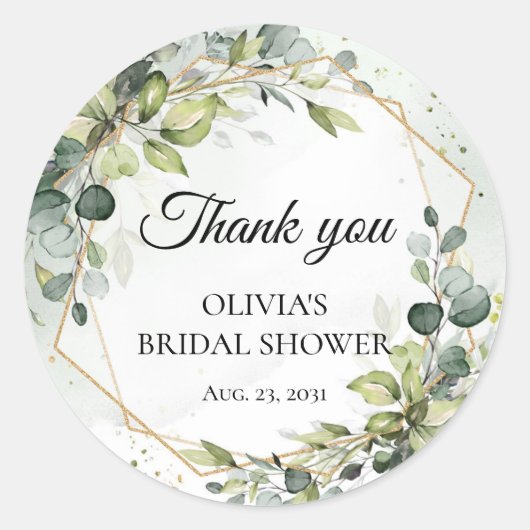 Elegante boho Aquarell-Eukalyptus-Hochzeit Runder Aufkleber (Vorderseite)