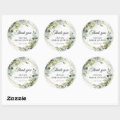 Elegante boho Aquarell-Eukalyptus-Hochzeit Runder Aufkleber (Blatt)