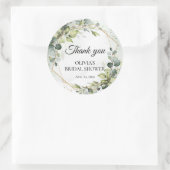 Elegante boho Aquarell-Eukalyptus-Hochzeit Runder Aufkleber (Tasche)