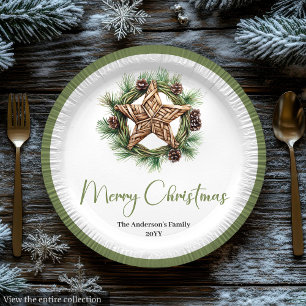 Elegante Boho-Aquarell-Weihnachts-Willkommens-Plat Pappteller