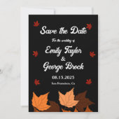 Elegante Boho Black and White Herbstlaubs Hochzeit Save The Date (Vorderseite)